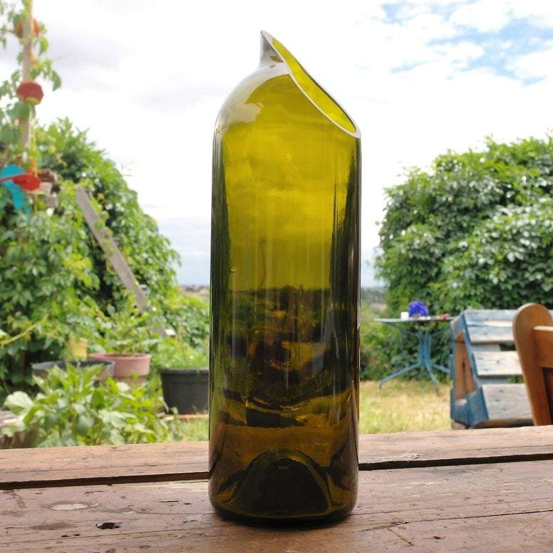 Handcrafted carafe in recycled glass